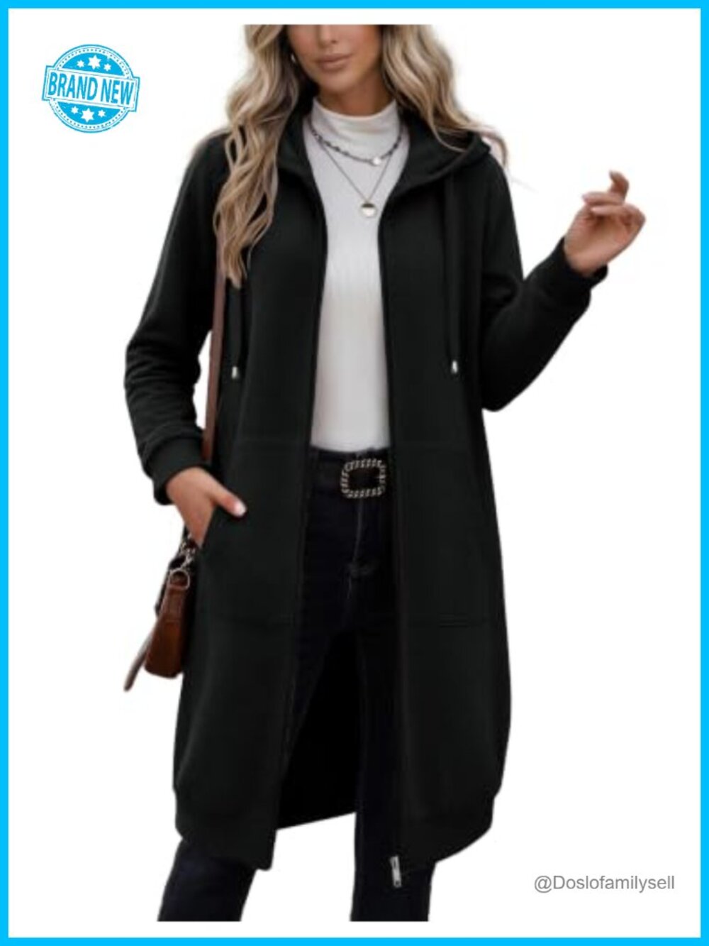 Women's Oversized Long Fleece Zip Up Hoodie Sweatshirt Casual